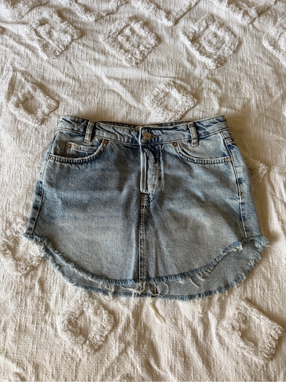 Free People Faded Blue Denim Mini Skirt